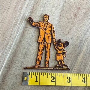 Walt Disney and Mickey - Partner Statue Orange Embroidered Patch